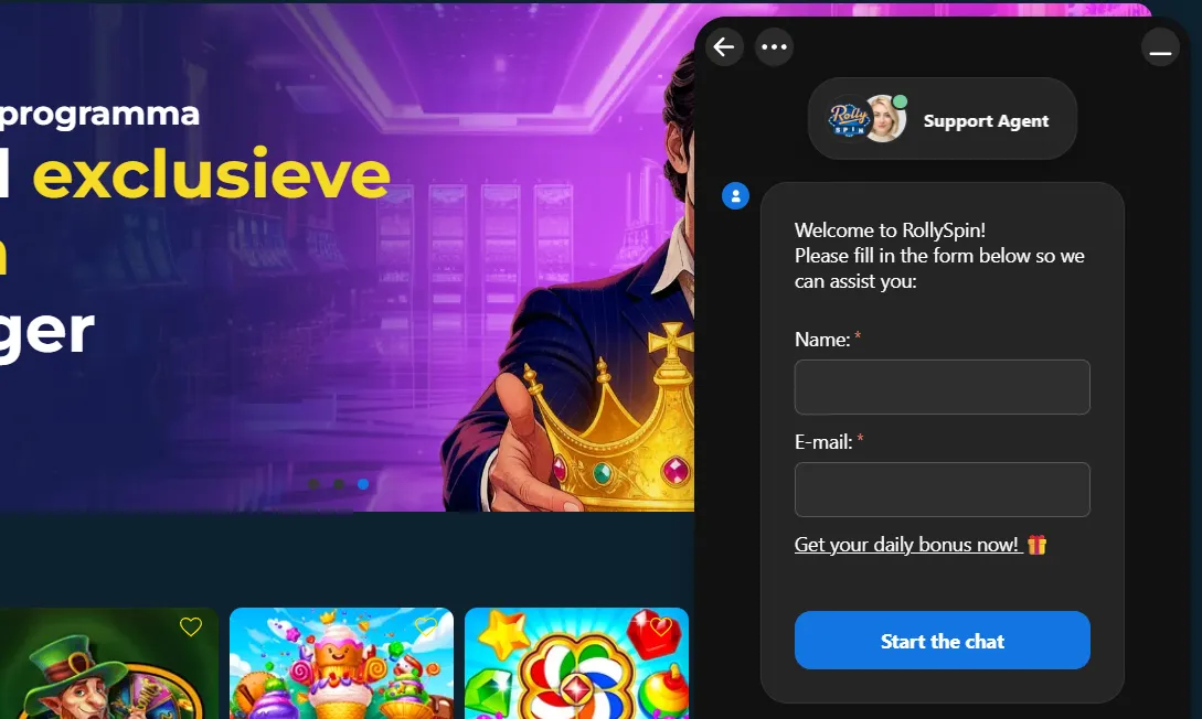 Klantenservice en support bij Rolly Spin online casino
