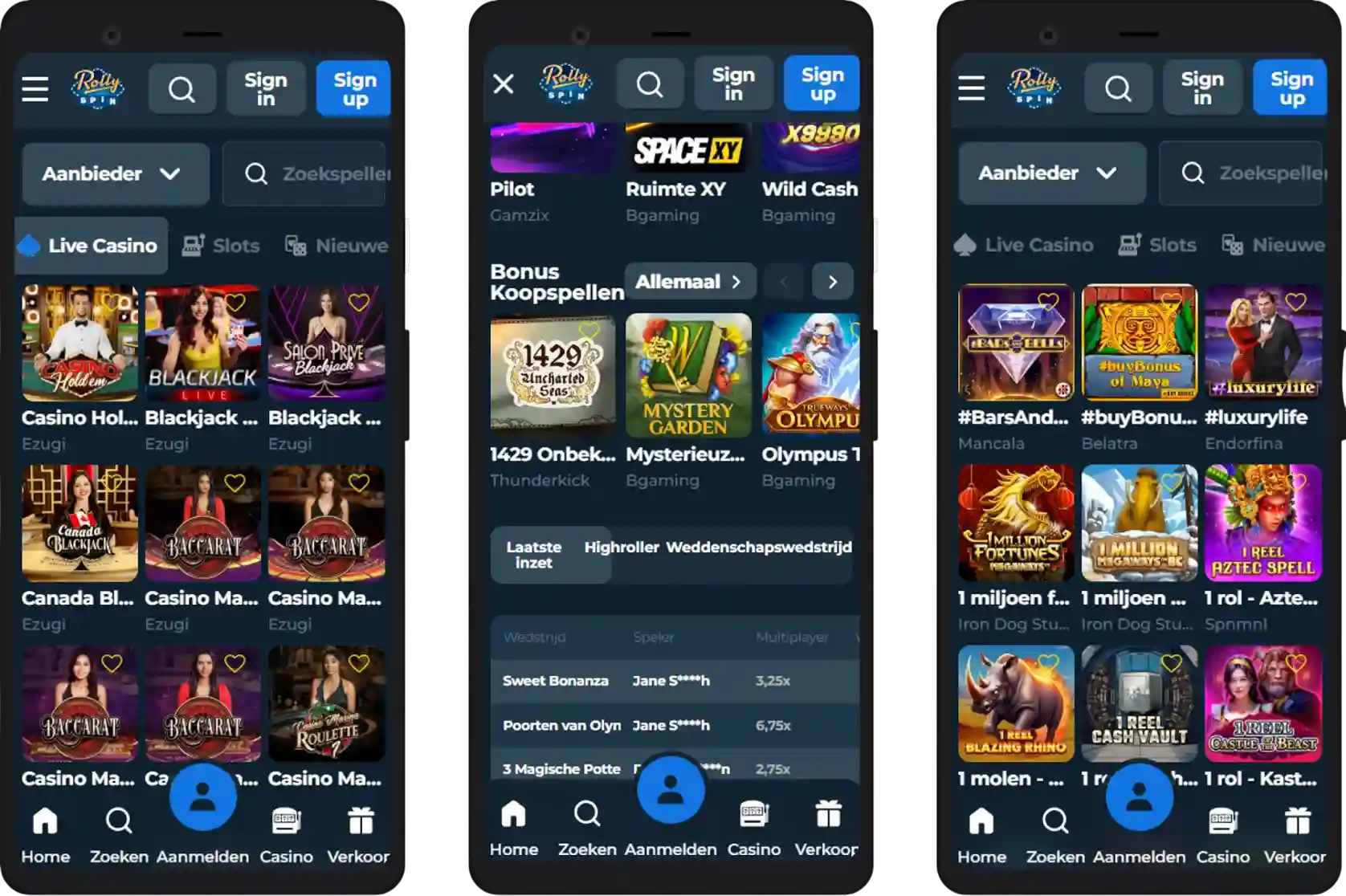 Mobiele versie van Rolly Spin Casino – speel overal